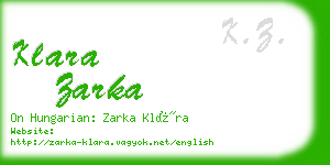 klara zarka business card